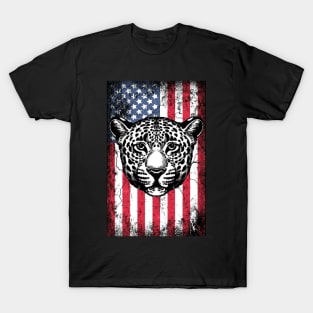 Patriotic Leopard American Flag T-Shirt